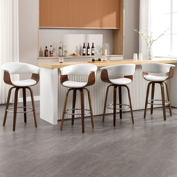 Syrah Bar Stool in Cream Hron Leather, Bar Height