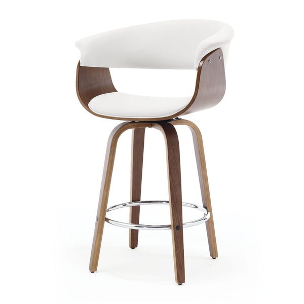 Syrah Bar Stool in Cream Hron Leather, Counter Height