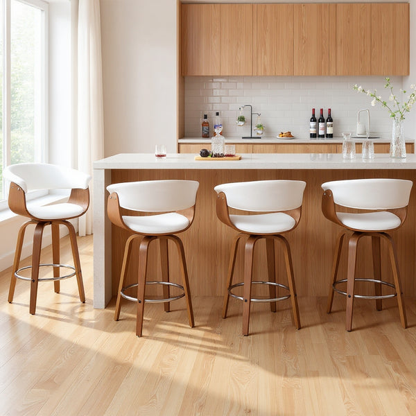 Syrah Bar Stool in Cream Hron Leather, Counter Height