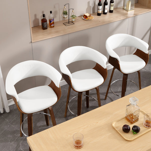 Syrah Bar Stool in Cream Hron Leather, Counter Height
