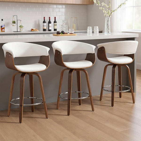 Syrah Bar Stool in Cream Hron Leather, Counter Height