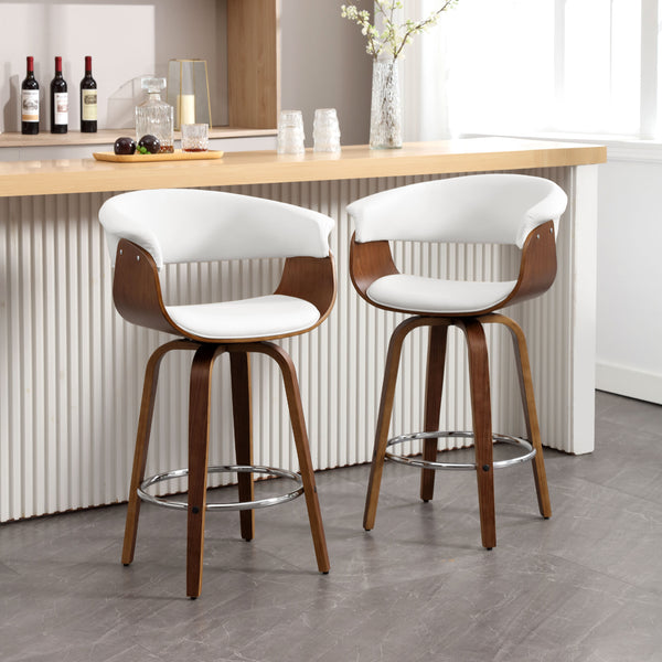 Syrah Bar Stool in Cream Hron Leather, Counter Height