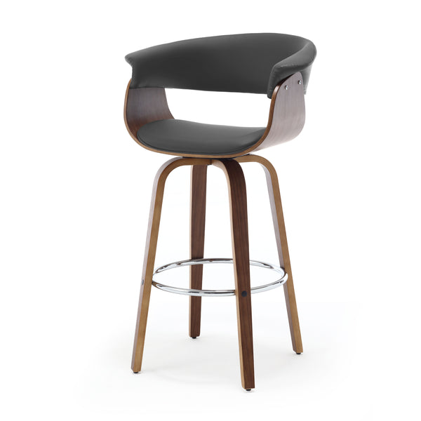Syrah Bar Stool in Gray Hron Leather, Bar Height