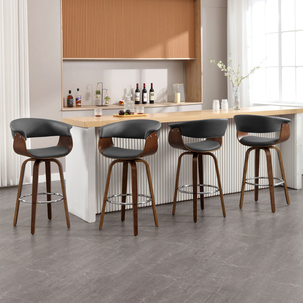Syrah Bar Stool in Gray Hron Leather, Bar Height