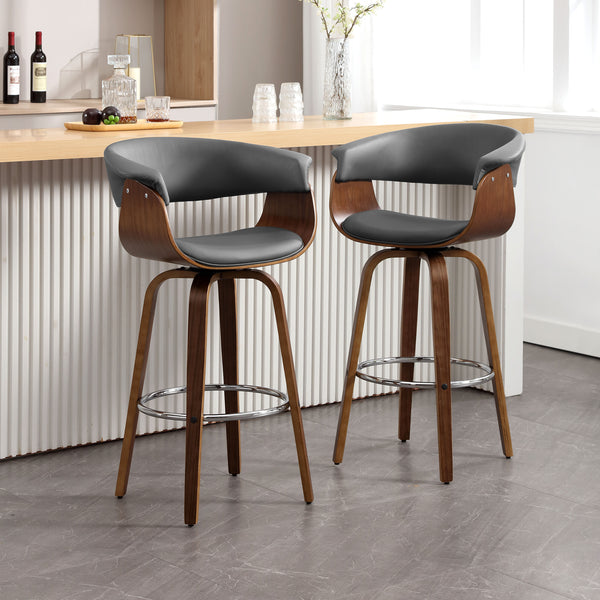 Syrah Bar Stool in Gray Hron Leather, Bar Height