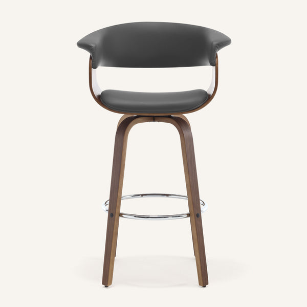 Syrah Bar Stool in Gray Hron Leather, Bar Height