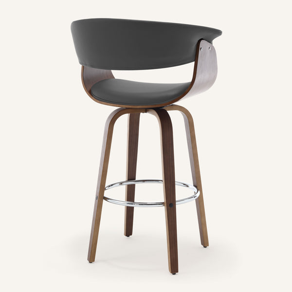 Syrah Bar Stool in Gray Hron Leather, Bar Height
