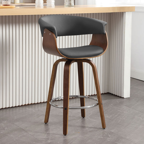 Syrah Bar Stool in Gray Hron Leather, Counter Height