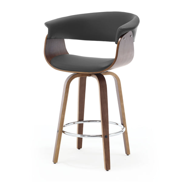 Syrah Bar Stool in Gray Hron Leather, Counter Height