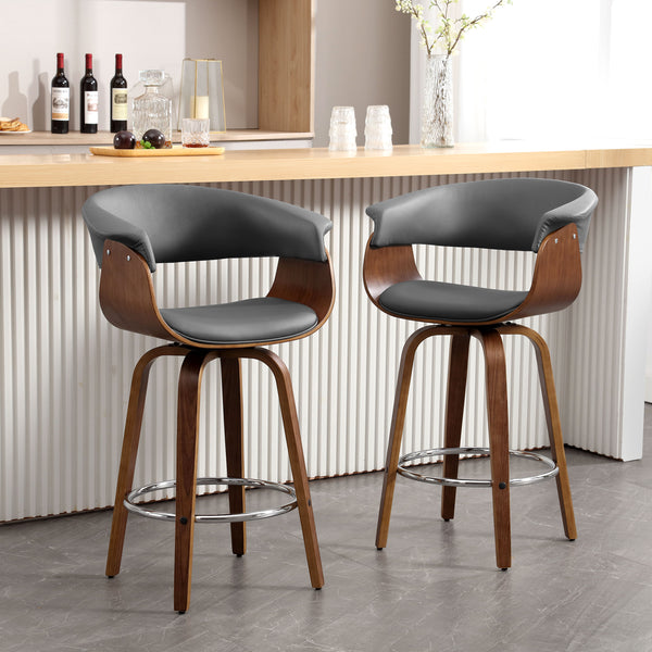 Syrah Bar Stool in Gray Hron Leather, Counter Height
