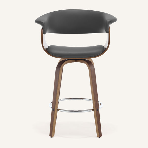 Syrah Bar Stool in Gray Hron Leather, Counter Height