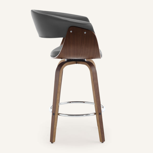 Syrah Bar Stool in Gray Hron Leather, Counter Height