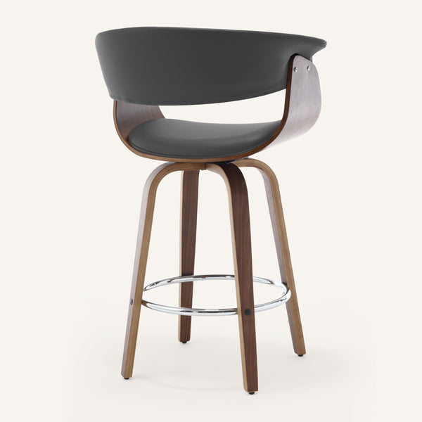 Syrah Bar Stool in Gray Hron Leather, Counter Height