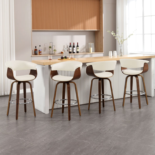 Syrah Bar Stool in Ivory Hron Leather, Bar Height