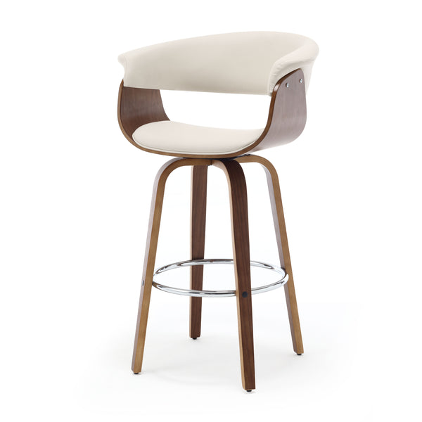 Syrah Bar Stool in Ivory Hron Leather, Bar Height