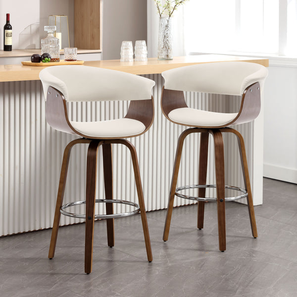 Syrah Bar Stool in Ivory Hron Leather, Bar Height