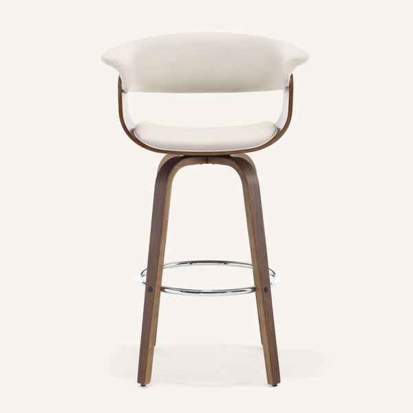 Syrah Bar Stool in Ivory Hron Leather, Bar Height
