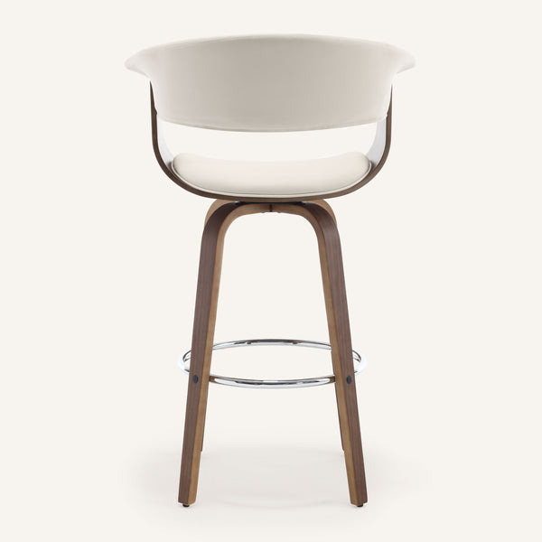 Syrah Bar Stool in Ivory Hron Leather, Bar Height