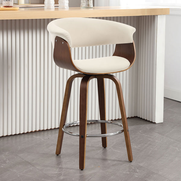 Syrah Bar Stool in Ivory Hron Leather, Counter Height