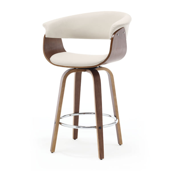 Syrah Bar Stool in Ivory Hron Leather, Counter Height