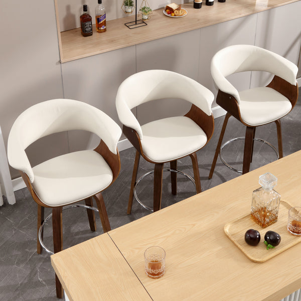 Syrah Bar Stool in Ivory Hron Leather, Counter Height