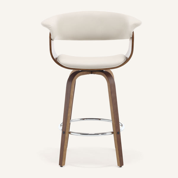 Syrah Bar Stool in Ivory Hron Leather, Counter Height