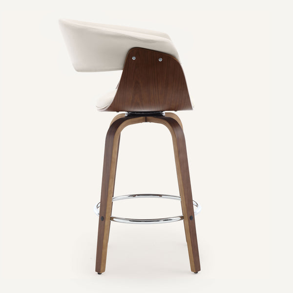 Syrah Bar Stool in Ivory Hron Leather, Counter Height