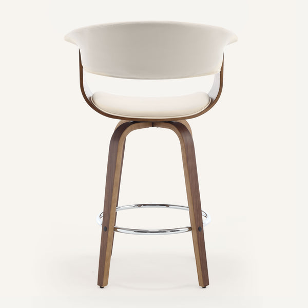 Syrah Bar Stool in Ivory Hron Leather, Counter Height