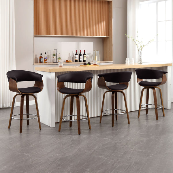 Syrah Bar Stool in Umber Hron Leather, Counter Height