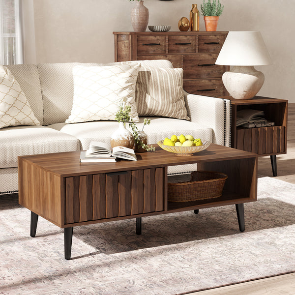 Takura Coffee Table in Brown Finish with Wood Grain