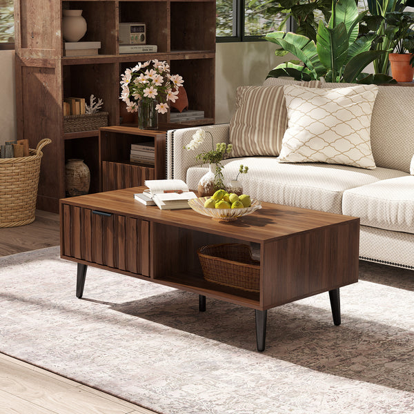 Takura Coffee Table in Brown Finish with Wood Grain
