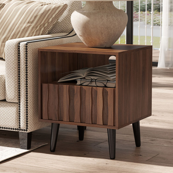 Takura Side Table in Brown Finish with Wood Grain