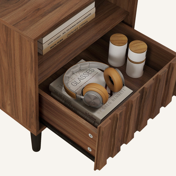 Takura Side Table in Brown Finish with Wood Grain