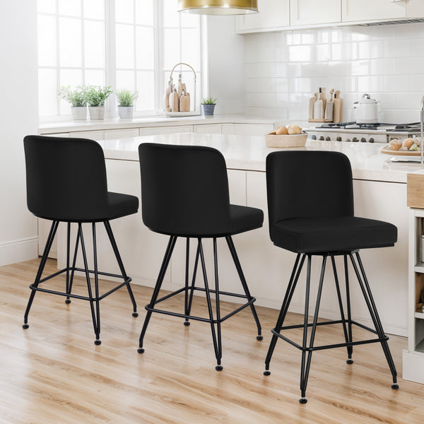 Tannat bar stool, Black Azal Velvet