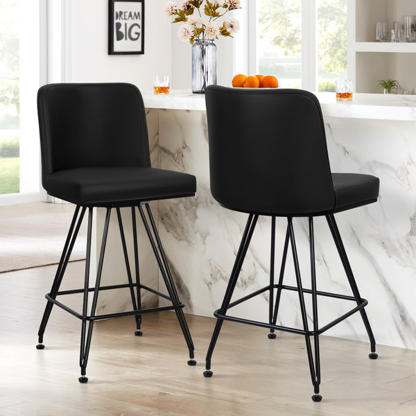 Tannat bar stool, Black Ribol Leather