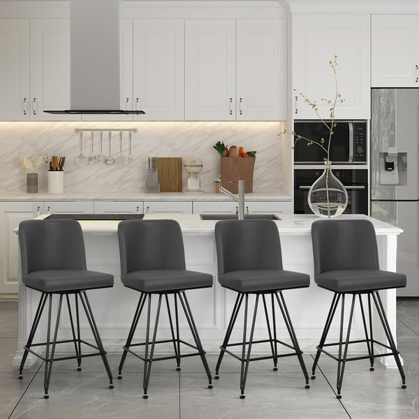 Tannat bar stool, Gray Aledo Leather