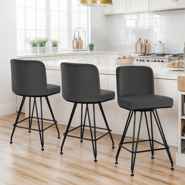 Tannat bar stool, Gray Azal Velvet