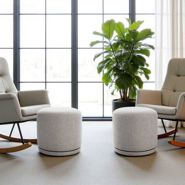 Thiako Ottoman in Taupe Vani Fabric