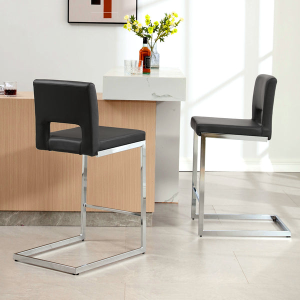 Verdot Couner Stool in Black Ribol Leather