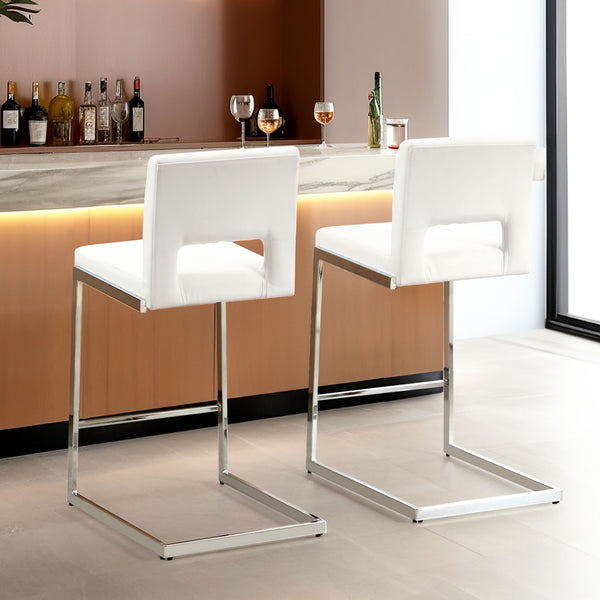 Verdot Counter Stool in Cream Ribol Leather