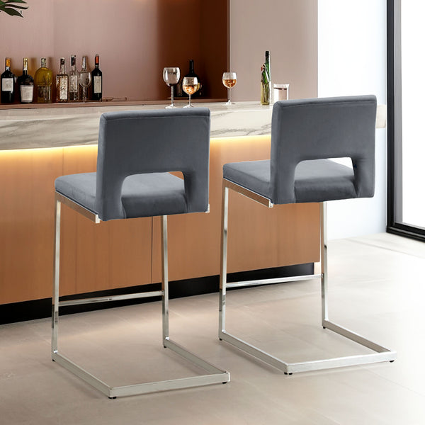 Verdot Counter Stool in Gray Xara Velvet