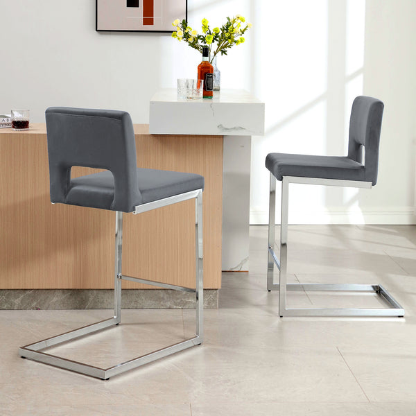 Verdot Counter Stool in Gray Xara Velvet