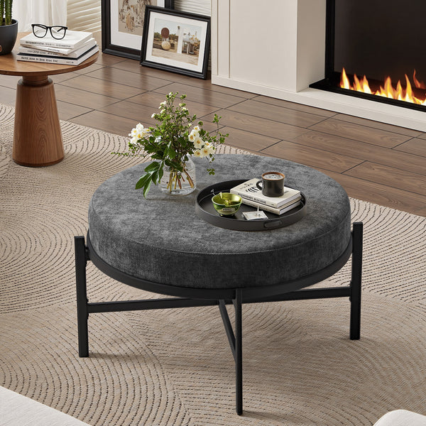 Vinhao Ottoman in Gray Pola Fabric