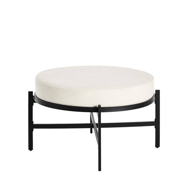 Vinhao Ottoman in White Pola Fabric