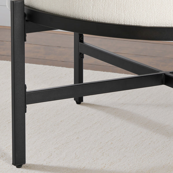 Vinhao Ottoman in White Pola Fabric