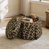 Vugava Ottoman with Storage in Leopard Fabric