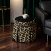 Vugava Ottoman with Storage in Leopard Fabric