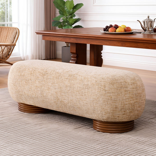 Xarello Bench in Brown Chenille Fabric