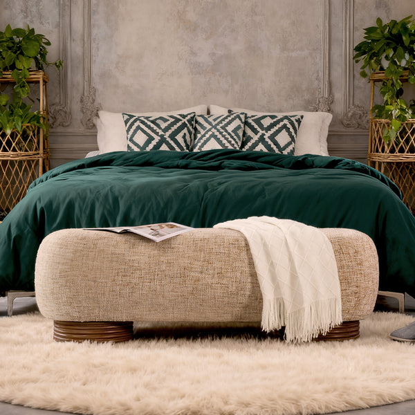 Xarello Bench in Brown Chenille Fabric