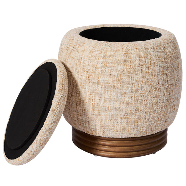 Xarello Ottoman with Storage in Brown Chenille Fabric
